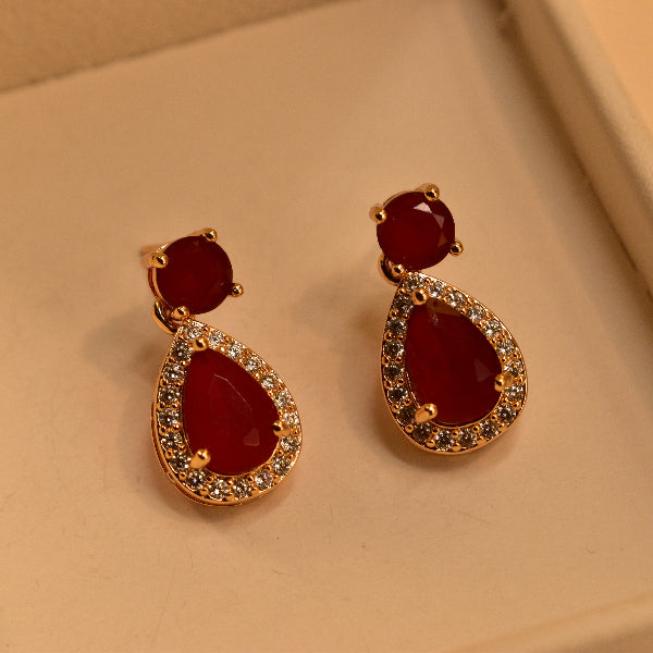 Dazzling Unique Design Gold Plated Real Stones Earrings For Girls/women