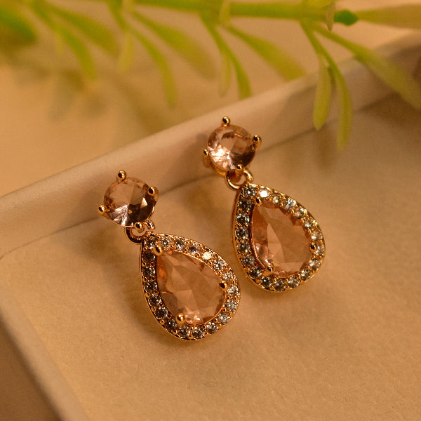 Dazzling Unique Design Gold Plated Real Stones Earrings For Girls/women
