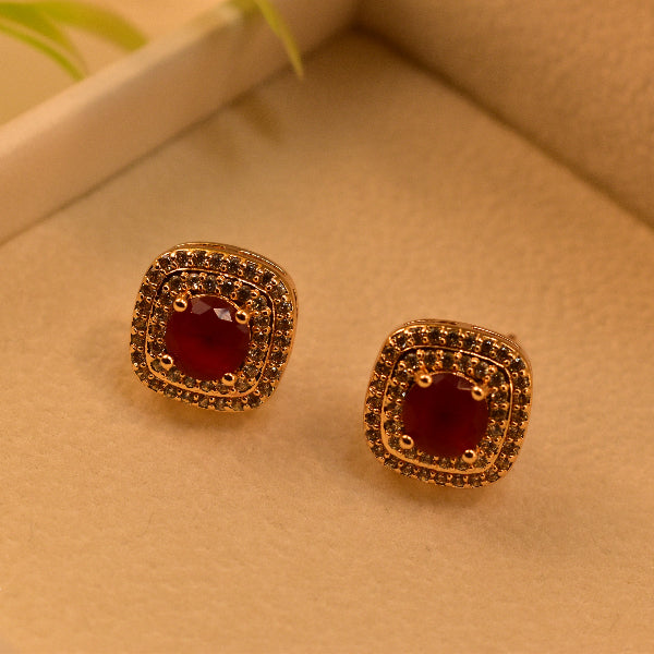 Beautiful Unique Design Gold Plated Real Stones Earrings For Girls/women