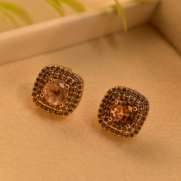 Beautiful Unique Design Gold Plated Real Stones Earrings For Girls/women