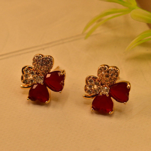 Elegant Unique Design Gold Plated Real Stones Earrings For Girls/women