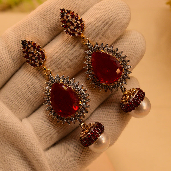 Beautiful Unique Design Gold Plated Crystal Stones Earrings For Girls/women