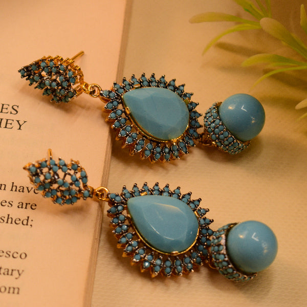 Beautiful Unique Design Gold Plated Crystal Stones Earrings For Girls/women