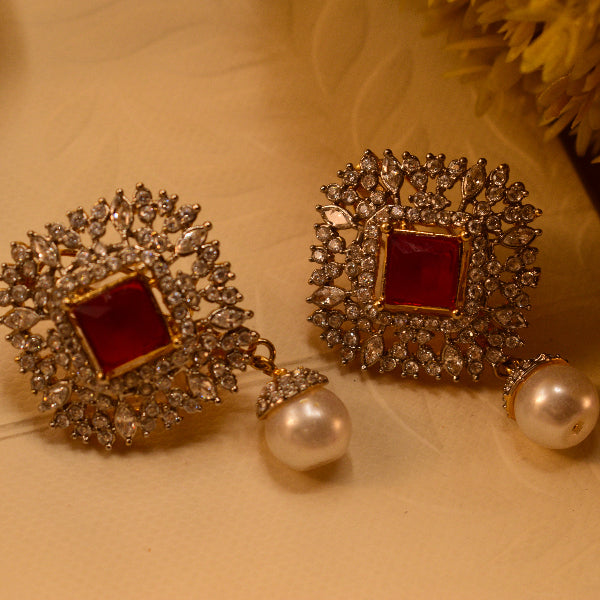 Stylish Unique Design Gold Plated Crystal Stones Earrings For Girls/women