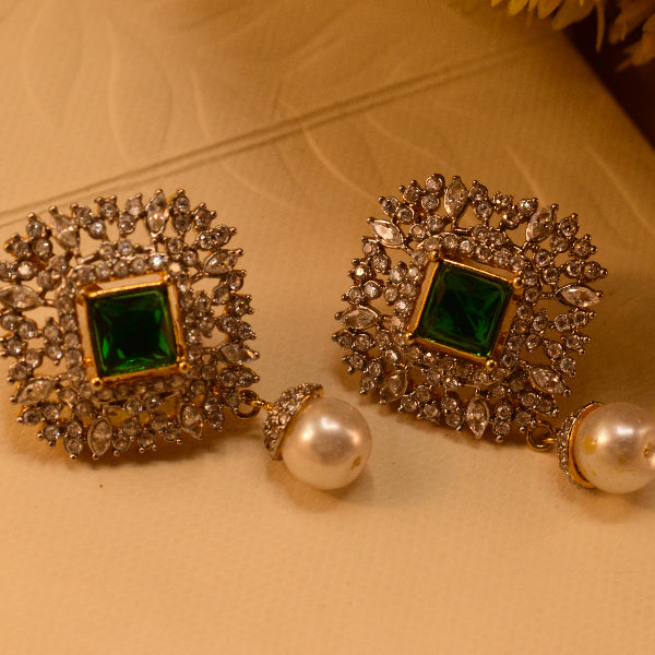 Stylish Unique Design Gold Plated Crystal Stones Earrings For Girls/women