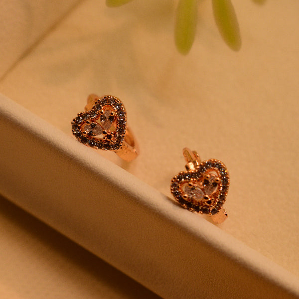 Stylish Heart Design Gold Plated Crystal Stones Earrings For Girls/women