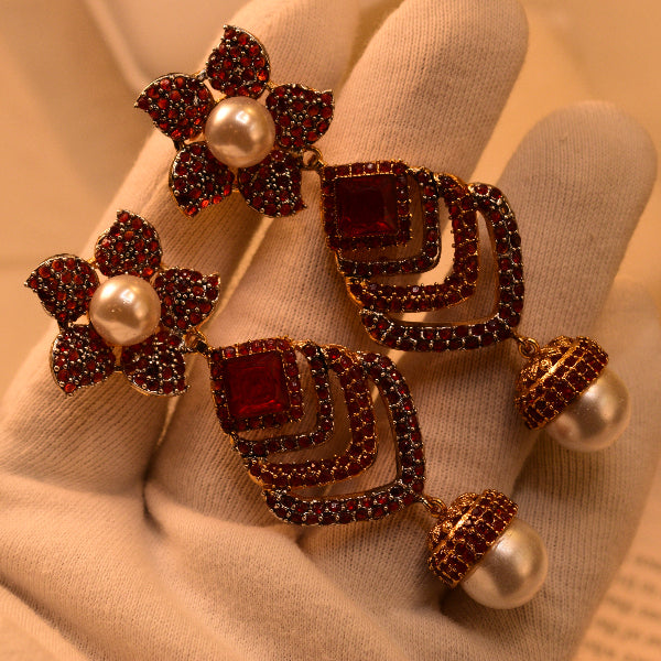 Luxury Unique Design Gold Plated Crystal Stones Earrings For Girls/women