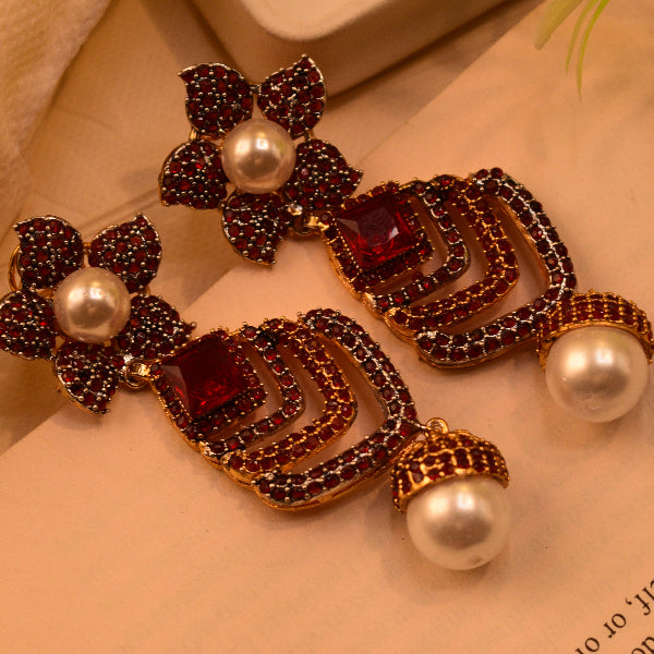 Luxury Unique Design Gold Plated Crystal Stones Earrings For Girls/women