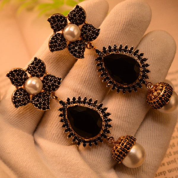Beautiful Unique Design Gold Plated Crystal Stones Earrings For Girls/women