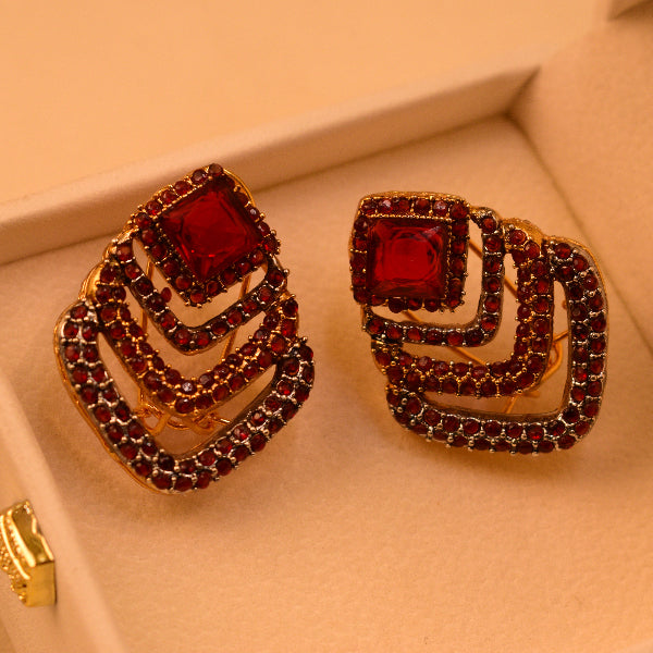 Elegant Unique Design Gold Plated Crystal Stones Earrings For Girls/women