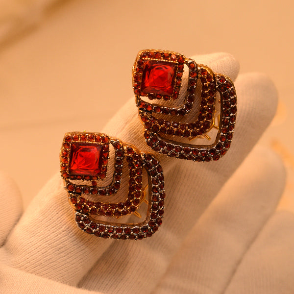 Elegant Unique Design Gold Plated Crystal Stones Earrings For Girls/women
