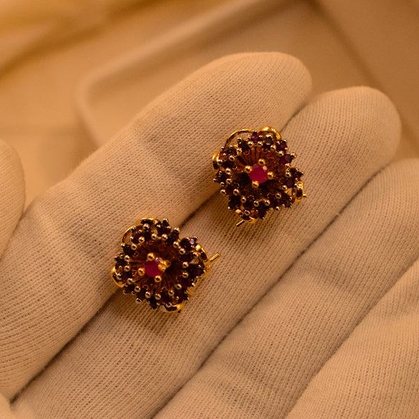 Dazzling Unique Design Gold Plated Crystal Stones Earrings For Girls/women