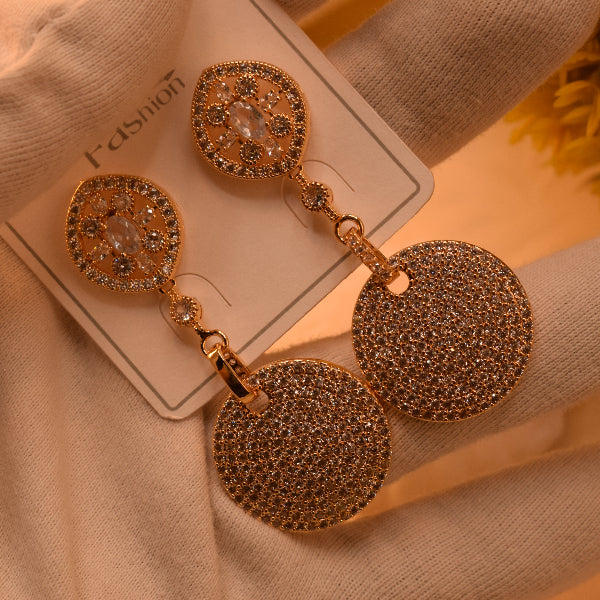Elegant Unique Design Gold Plated Crystal Stones Earrings For Girls/women