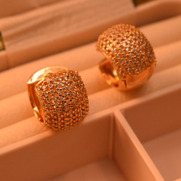 Sparkling Design Gold Plated Crystal Stones Earrings For Girls/women