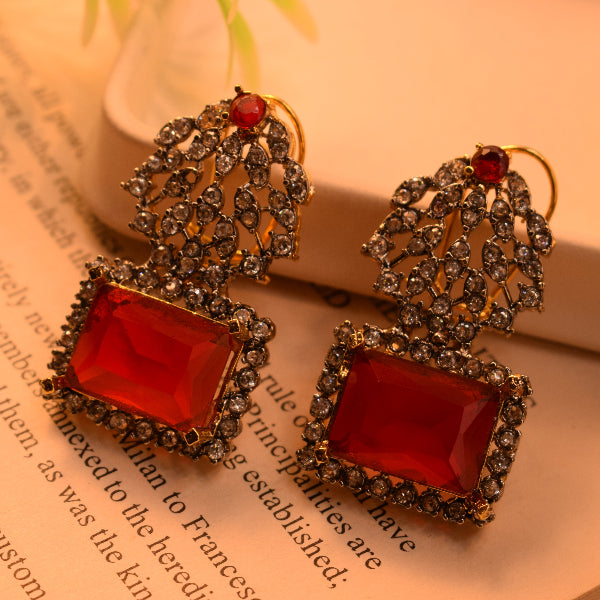 Stylish Design Gold Plated Real Stones Earrings For Girls/women
