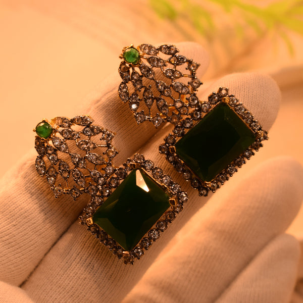 Stylish Design Gold Plated Real Stones Earrings For Girls/women