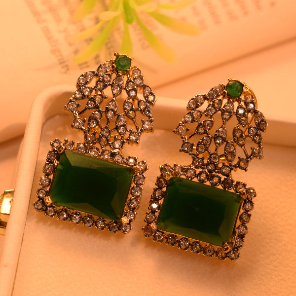 Stylish Design Gold Plated Real Stones Earrings For Girls/women
