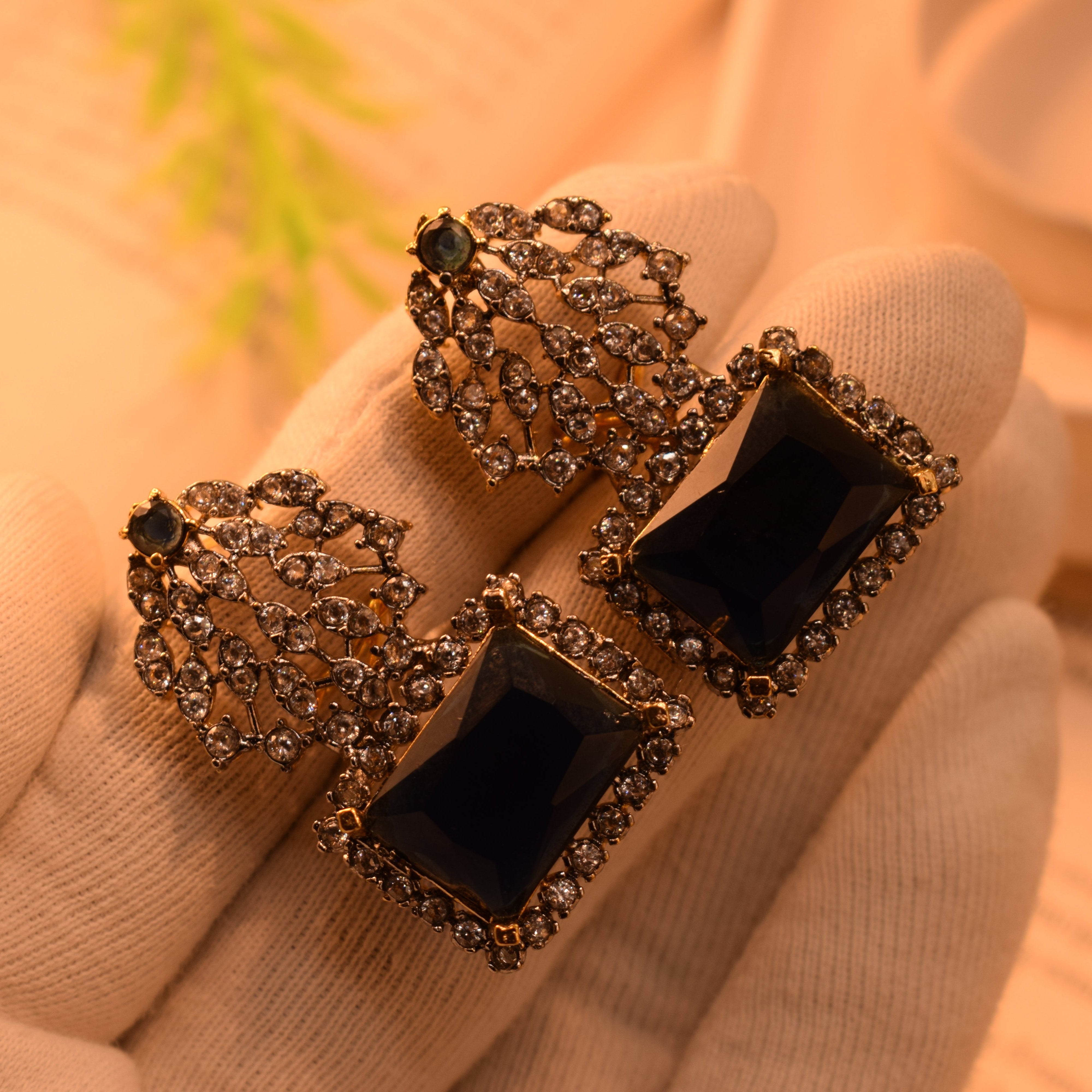 Stylish Design Gold Plated Real Stones Earrings For Girls/women