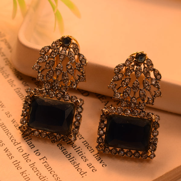 Stylish Design Gold Plated Real Stones Earrings For Girls/women