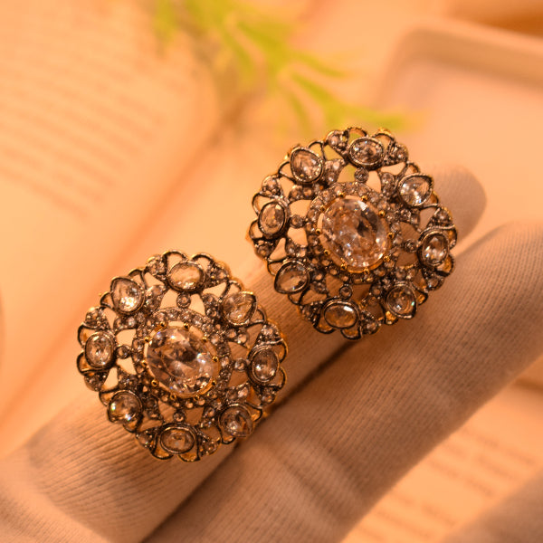 Gorgeous Design Gold Plated Crystal Stones Earrings For Girls/women