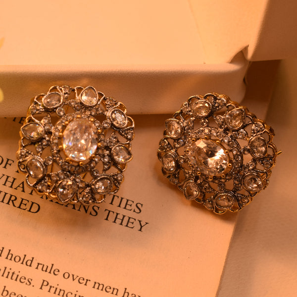 Gorgeous Design Gold Plated Crystal Stones Earrings For Girls/women