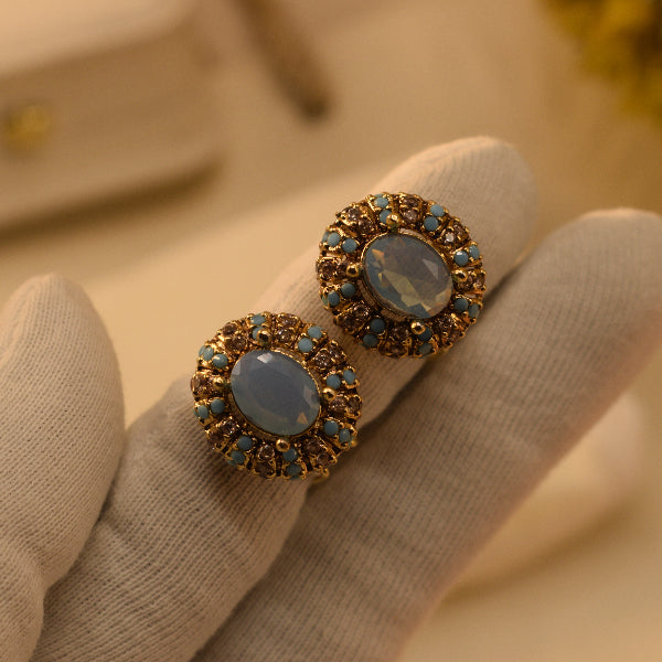Fancy Unique Design Gold Plated Real Stones Earrings For Girls/women