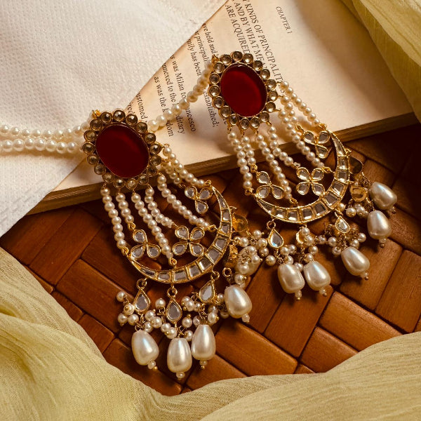 Beautiful Design Gold Plated Real Stones Earrings For Girls/women