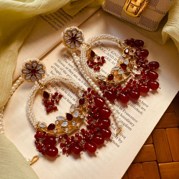 Glamorous Design Gold Plated Real Stones Earrings For Girls/women