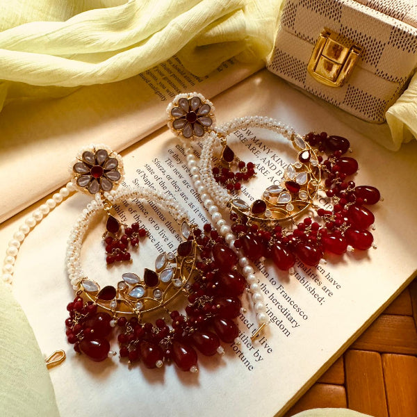 Glamorous Design Gold Plated Real Stones Earrings For Girls/women