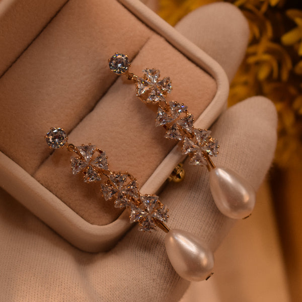 Charming Unique Design Crystal Stones and Pearls Earrings For Girls/women