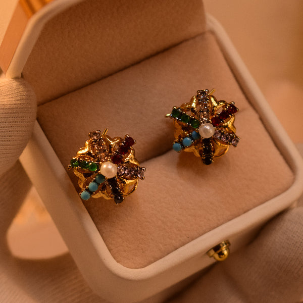 Beautiful Design Gold Plated Crystal Stones Earrings For Girls/women