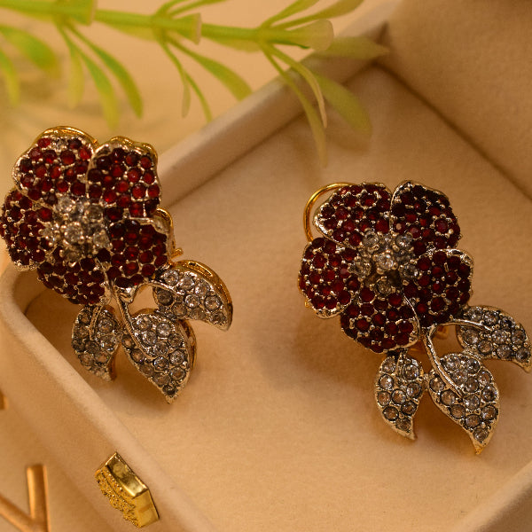 Stylish Design Gold Plated Crystal Stones Earrings For Girls/women