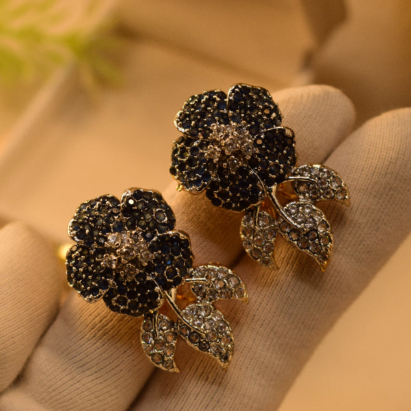 Stylish Design Gold Plated Crystal Stones Earrings For Girls/women