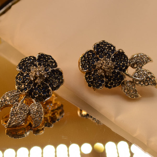 Stylish Design Gold Plated Crystal Stones Earrings For Girls/women