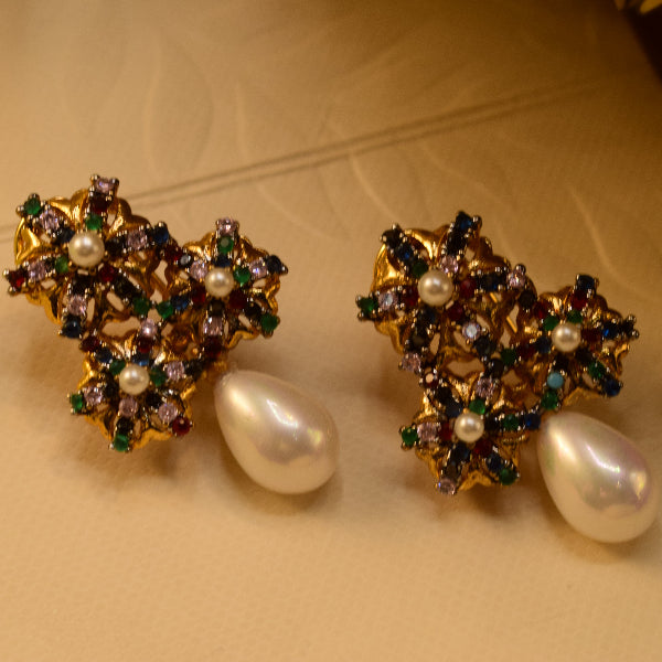 Sparkling Design Gold Plated Crystal Stones Earrings For Girls/women