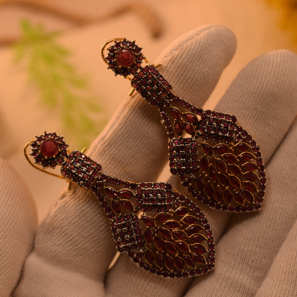 Stylish Unique Design Gold Plated Crystal Stones Earrings For Girls/women