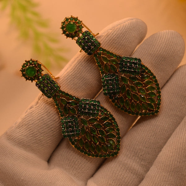 Stylish Unique Design Gold Plated Crystal Stones Earrings For Girls/women