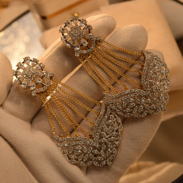 Fancy Unique Design Gold Plated Crystal Stones Earrings For Girls/women