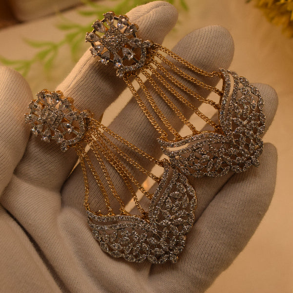 Fancy Unique Design Gold Plated Crystal Stones Earrings For Girls/women