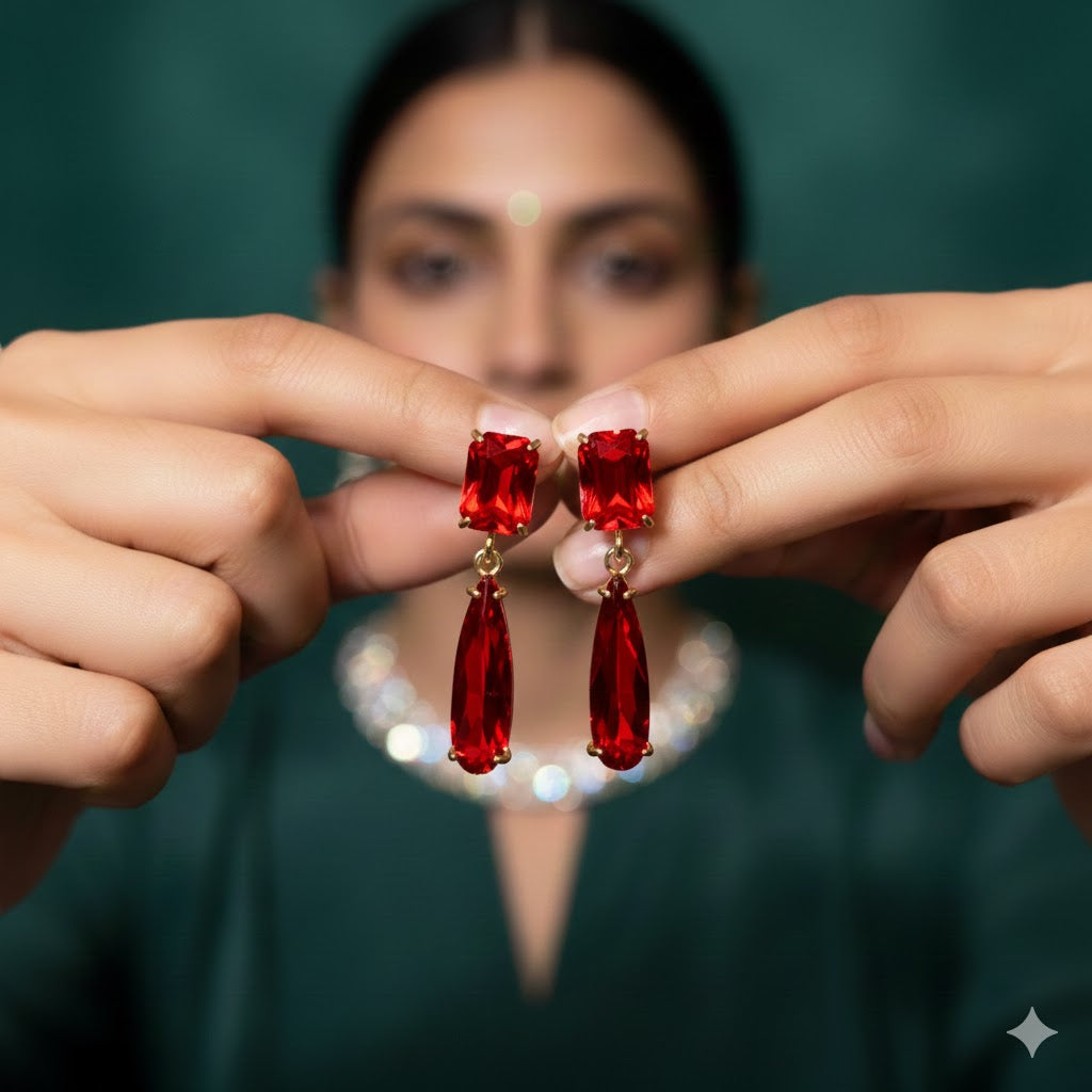 Sparkling Design Gold Plated Crystal Stones Earrings For Girls/women