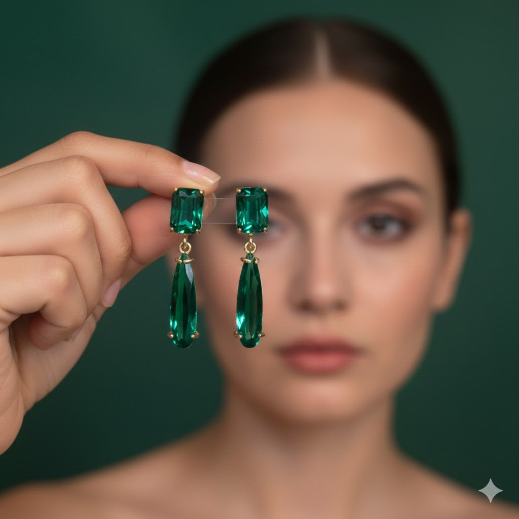 Sparkling Design Gold Plated Crystal Stones Earrings For Girls/women