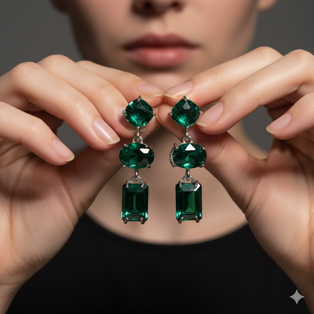 Luminous Design Silver Plated Crystal Stones Earrings For Girls/women