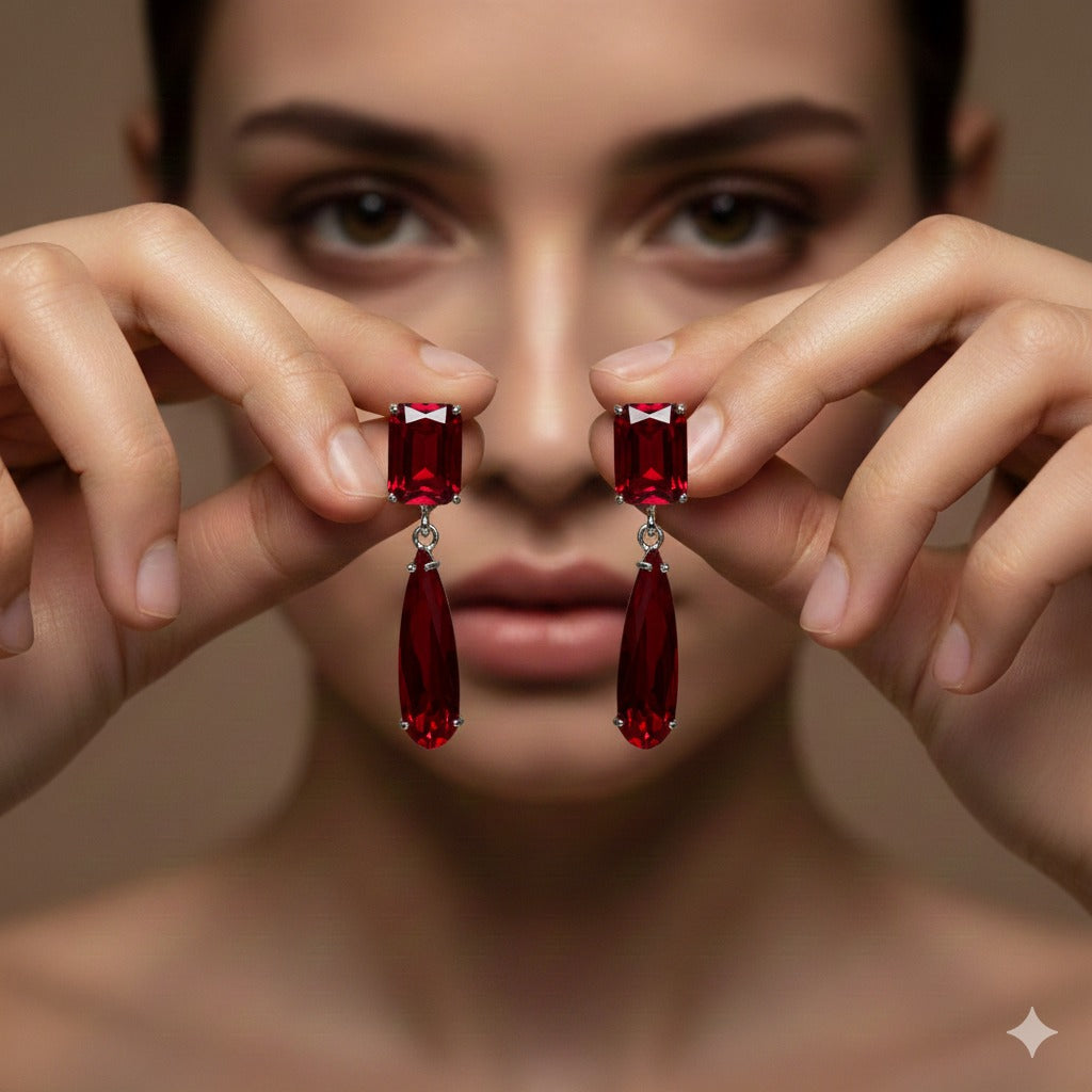 Beautiful Design Silver Plated Crystal Stones Earrings For Girls/women