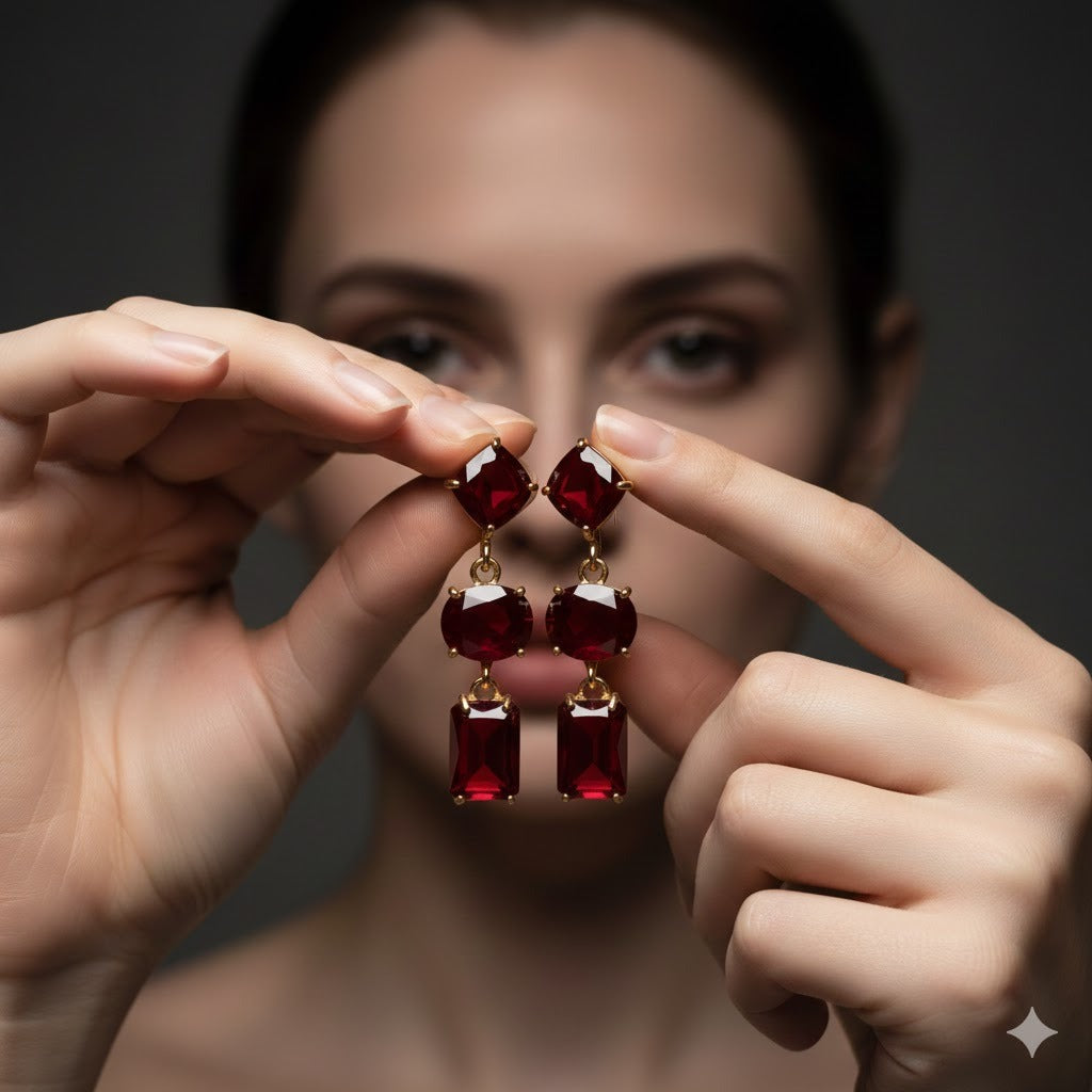 Stylish Unique Design Gold Plated Crystal Stones Earrings For Girls/women