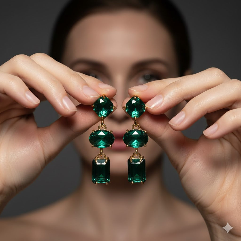 Stylish Unique Design Gold Plated Crystal Stones Earrings For Girls/women