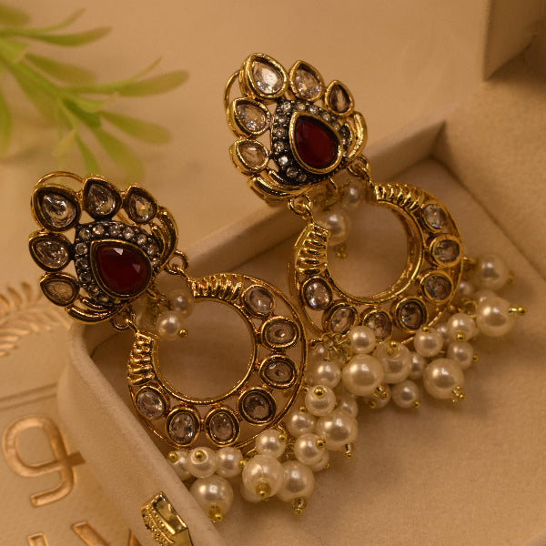 Gorgeous Unique Design Gold Plated Crystal Stones Earrings For Girls/women