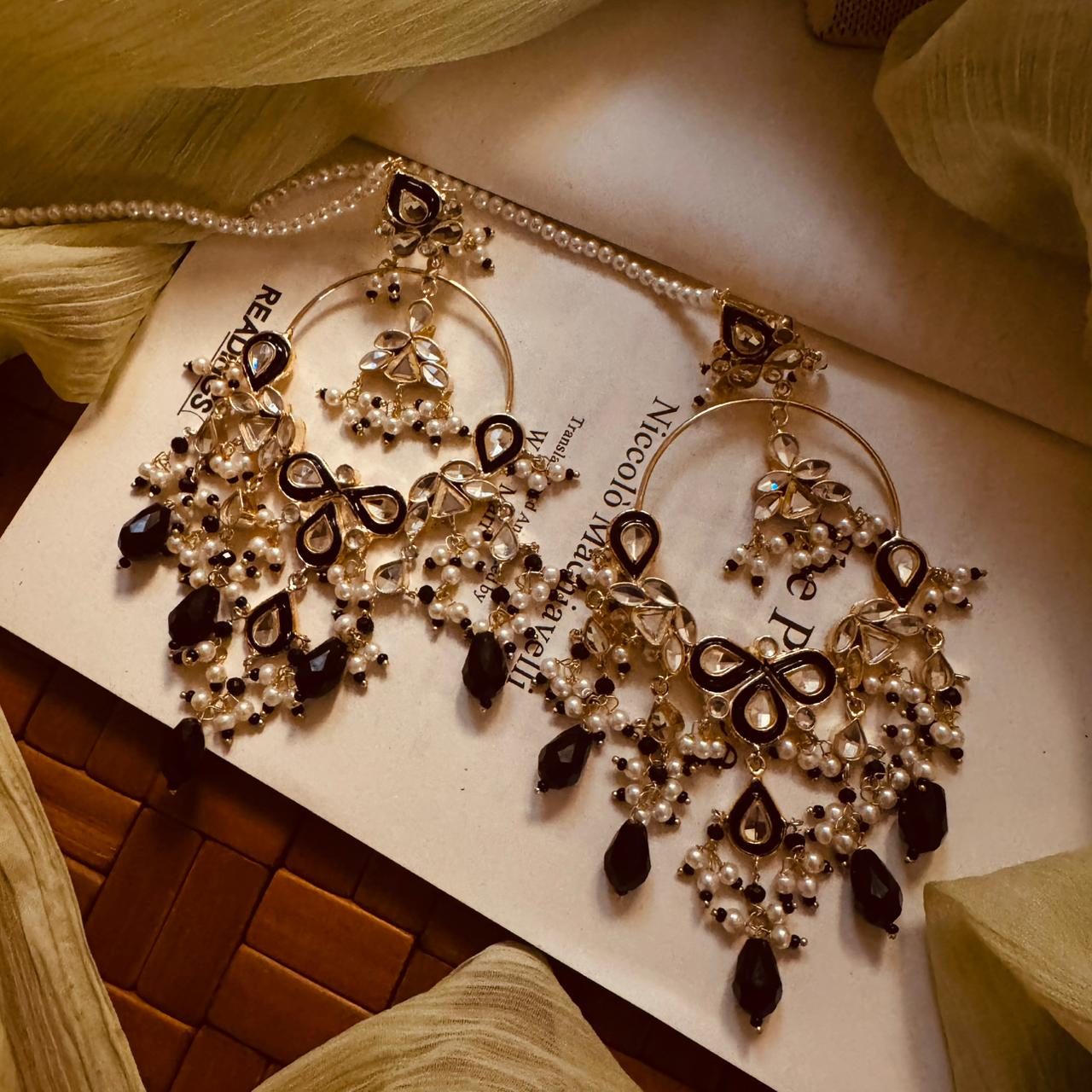 Beautiful Unique Design Gold Plated Kundan Earrings For Girls/women