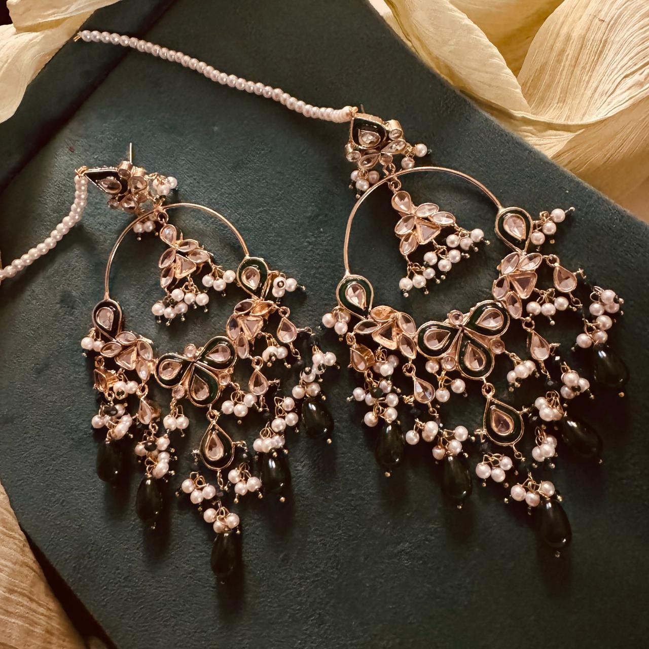 Beautiful Unique Design Gold Plated Kundan Earrings For Girls/women