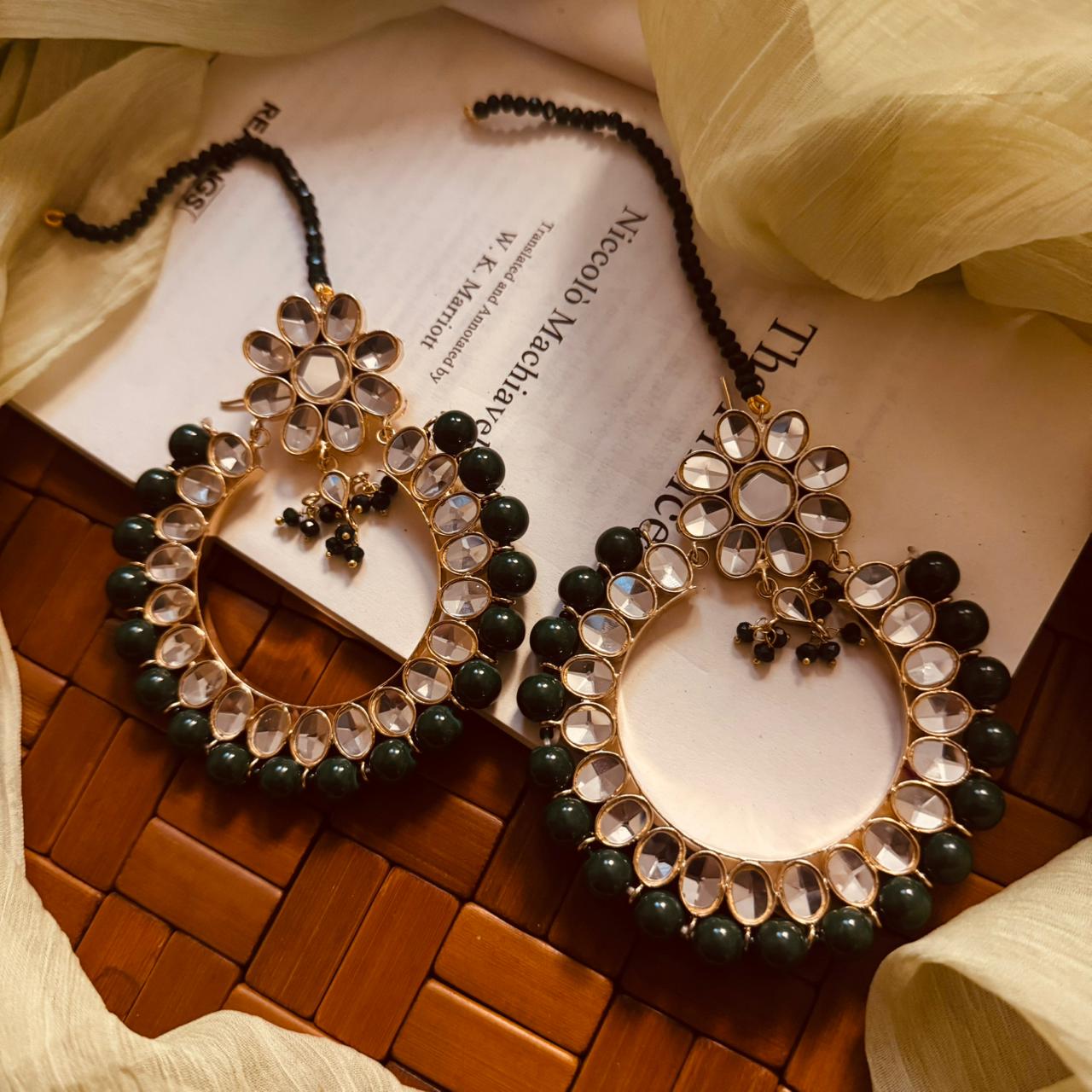 Elegant Unique Design Gold Plated Kundan Earrings For Girls/women