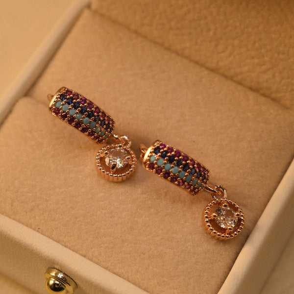 Sparkling Unique Design Gold Plated Crystal Stones Earrings For Girls/women